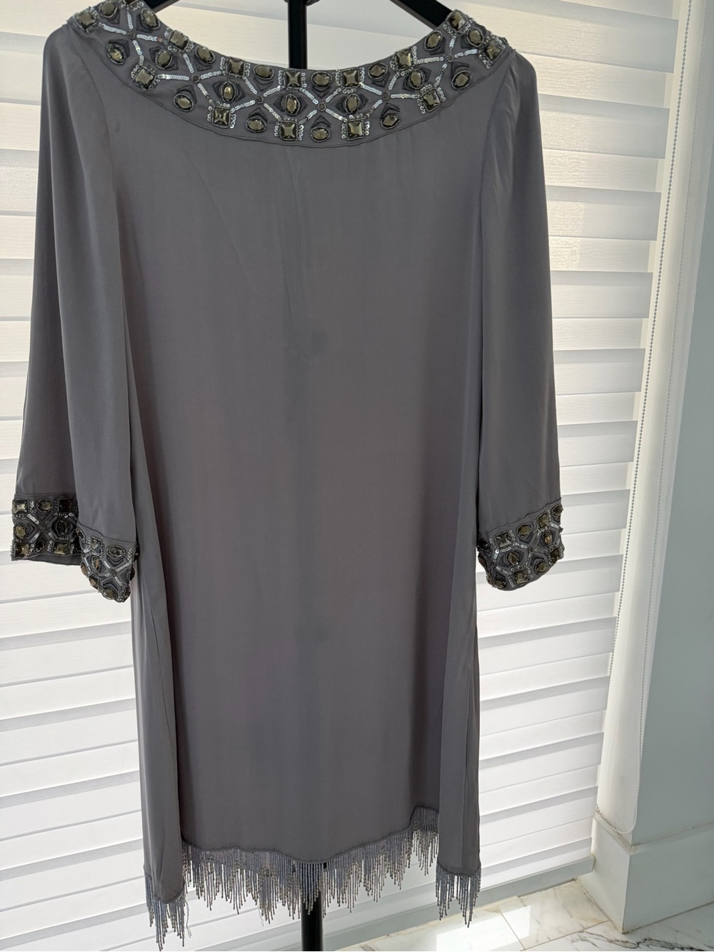 Alice + Olivia Gray Embellished Midi Dress